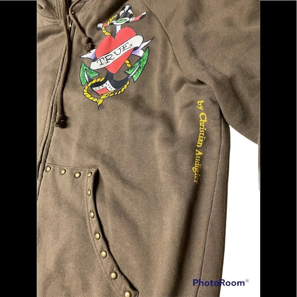 Christian Audigier Ed Hardy Save Our Beaches Surf Mob Zip Hoodie Sz XL - Picture 4 of 6